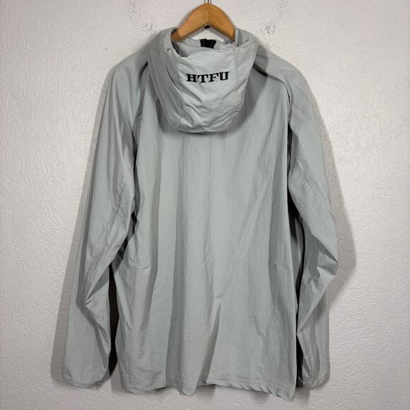 HTFU Track Jacket Full Zip Athletic Sport Silver Gray Pockets Hoodie Hood - XL - Picture 4 of 6